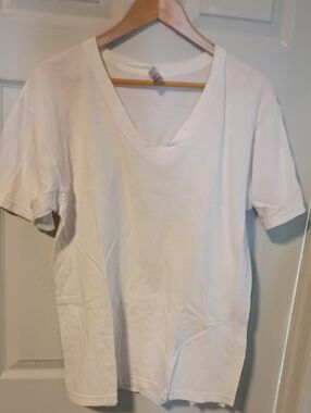 American Apparel White V-Neck Tee Shirt